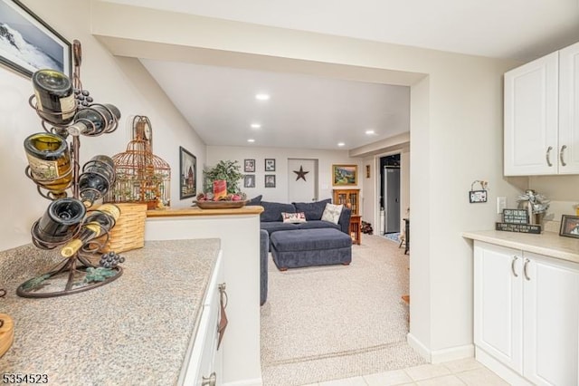 living room featuring recessed lighting