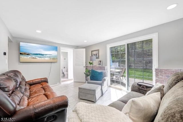 living area featuring recessed lighting