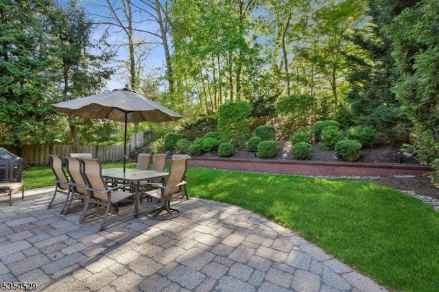 view of patio / terrace with fence and outdoor dining space