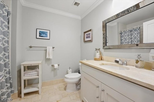 1125 Maxwell Ln Unit 908, Hoboken City, NJ 07030 - bathroom featuring toilet, vanity, baseboards, and ornamental molding