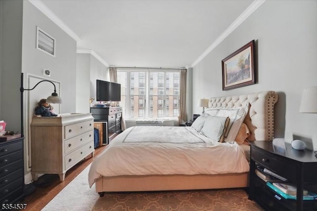 1125 Maxwell Ln Unit 908, Hoboken City, NJ 07030 - bedroom with crown molding and dark wood finished floors