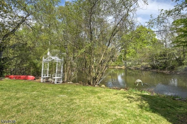 view of yard featuring a water view
