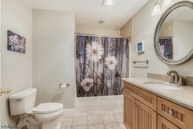 34 Hunter St, Roxbury Twp, NJ 07876 - bathroom with tile patterned flooring, toilet, vanity, and shower / bathtub combination with curtain