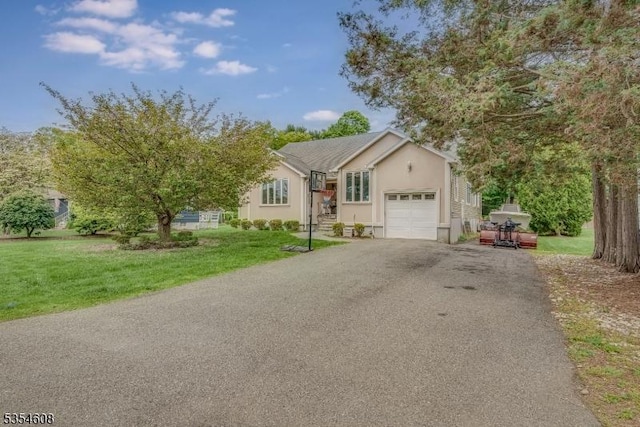 34 Hunter St, Roxbury Twp, NJ 07876 - view of front of property featuring a garage, driveway, and a front yard