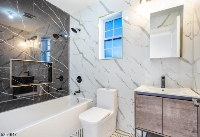 376 Wallingford Ter, Union Twp, NJ 07083 - bathroom with vanity, shower / tub combination, tile walls, and toilet