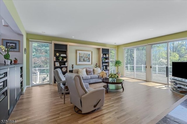 living area with wood finished floors