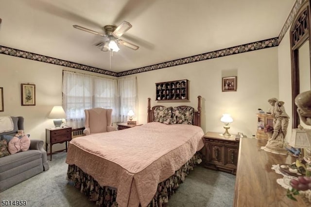 carpeted bedroom with a ceiling fan