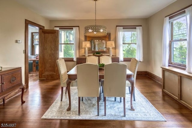 1 Ambar Pl, Bernardsville Boro, NJ 07924 - dining space featuring dark wood-style floors, a chandelier, and baseboards