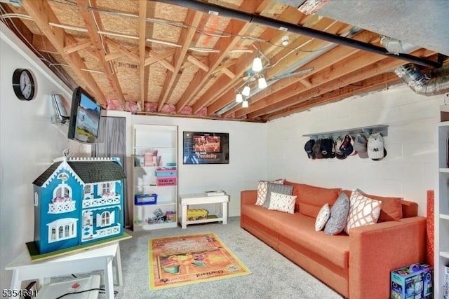 interior space featuring carpet
