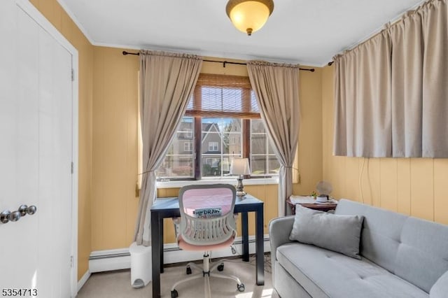 office with a baseboard radiator