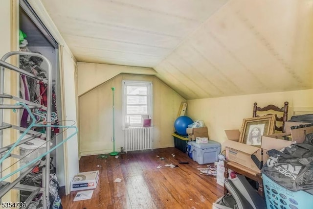 storage area featuring radiator heating unit