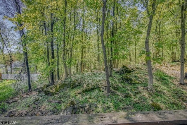 view of landscape with a forest view