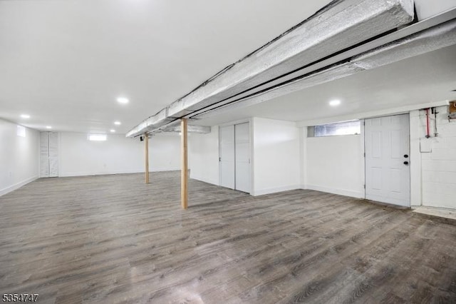 202 Parkside Ave, Pohatcong Twp, NJ 08865 - below grade area featuring wood finished floors, recessed lighting, and baseboards