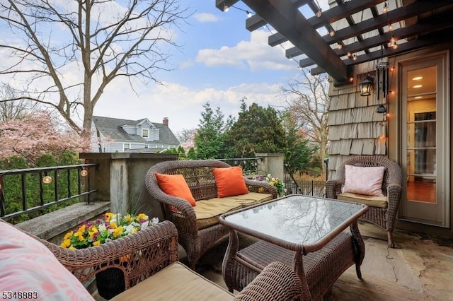 wooden deck with a pergola