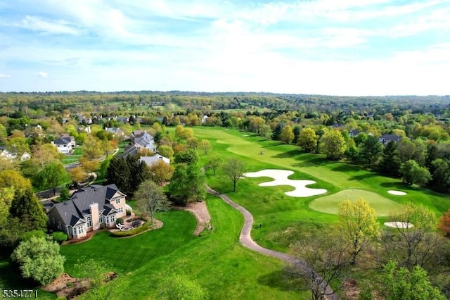 bird's eye view with golf course view
