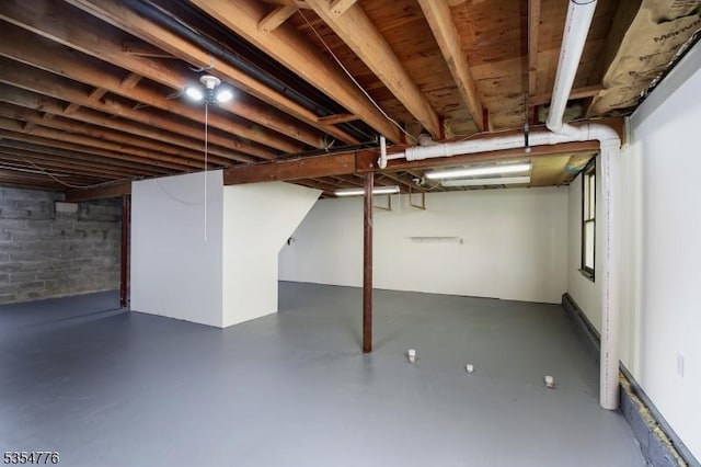 view of unfinished below grade area