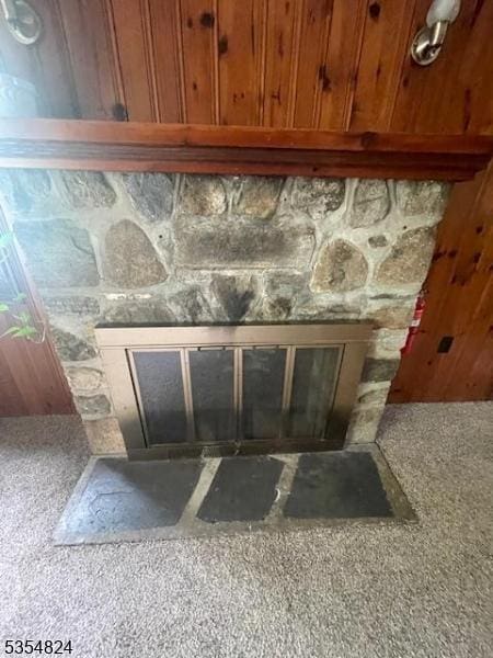 218 Wawayanda Rd, Vernon Twp, NJ 07422 - room details with carpet flooring and a fireplace