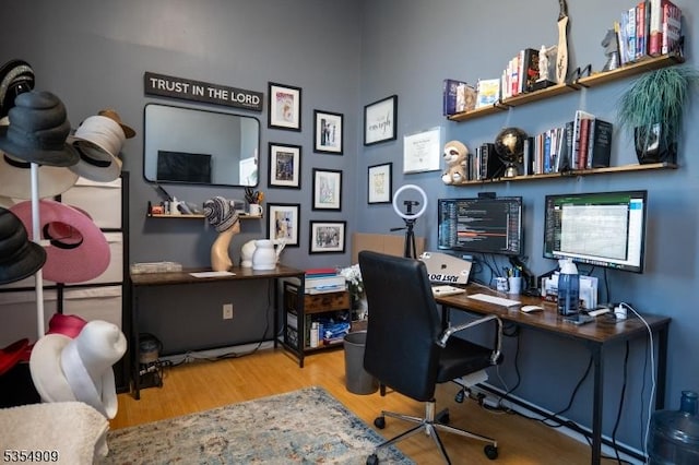office space featuring wood finished floors