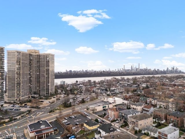 drone / aerial view with a city view