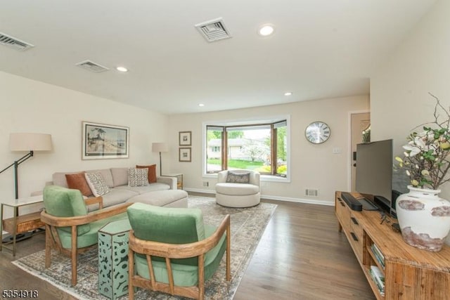 12 Johnson Ave, Hopatcong Boro, NJ 07843 - living room featuring wood finished floors, baseboards, and recessed lighting
