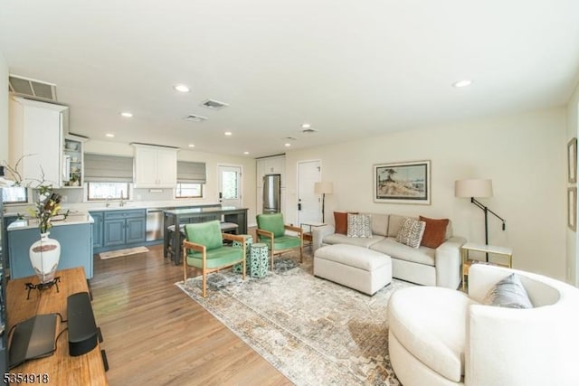 12 Johnson Ave, Hopatcong Boro, NJ 07843 - living room featuring light wood-style floors and recessed lighting