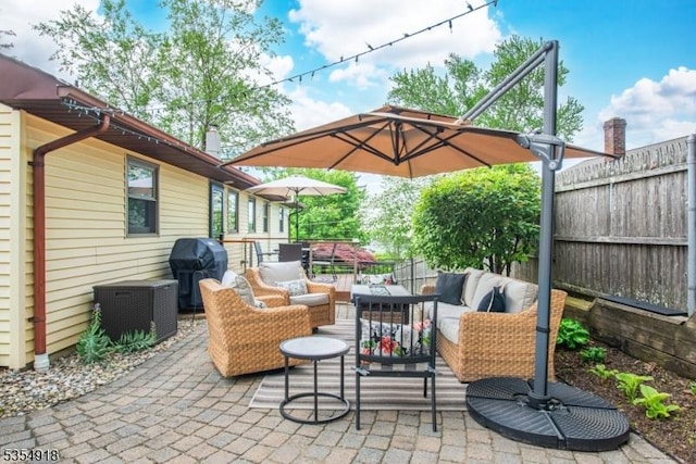 12 Johnson Ave, Hopatcong Boro, NJ 07843 - view of patio / terrace with an outdoor hangout area, a grill, fence, and central AC unit