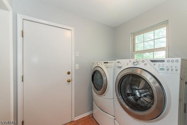 70 Crenshaw Dr, Mount Olive Twp, NJ 07836 - laundry room featuring washing machine and dryer and light tile patterned floors
