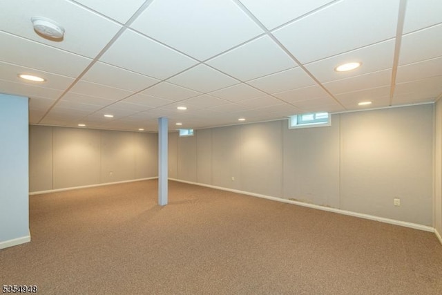 70 Crenshaw Dr, Mount Olive Twp, NJ 07836 - below grade area with carpet flooring, recessed lighting, and a paneled ceiling