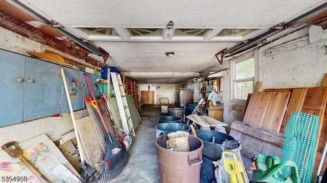 storage room with a garage