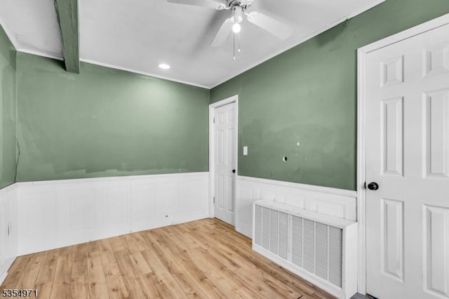 123 Robbinwood Ter, Linden City, NJ 07036 - empty room with a wainscoted wall, wood finished floors, ceiling fan, and recessed lighting