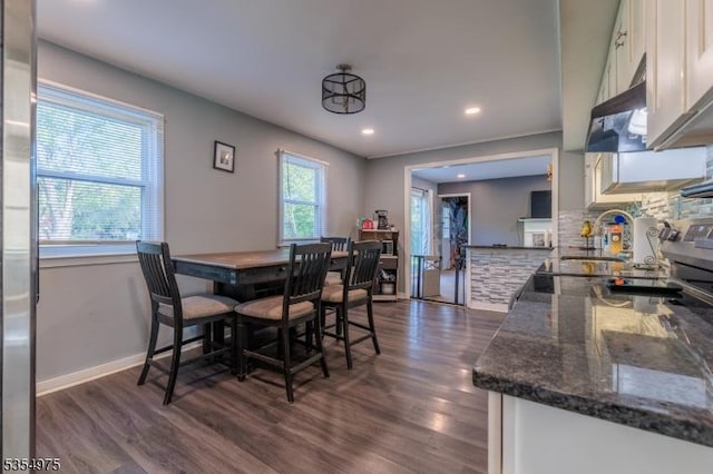 908 Maple Dr, Greenwich Twp, NJ 08886 - dining area with recessed lighting, baseboards, and dark wood finished floors