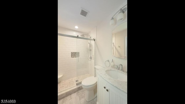 3 Grant St, Cranford Twp, NJ 07016 - full bath with a stall shower, toilet, vanity, and recessed lighting