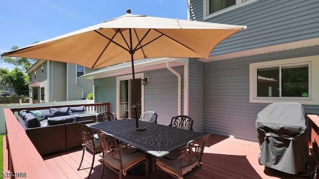 3 Grant St, Cranford Twp, NJ 07016 - wooden terrace with area for grilling, an outdoor living space, and outdoor dining area