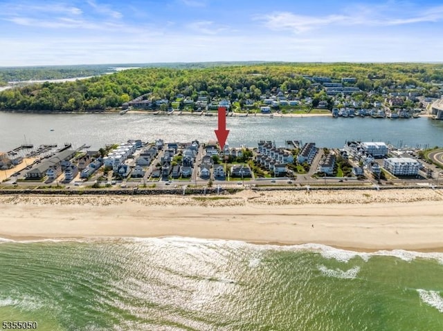 drone / aerial view of unending shoreline