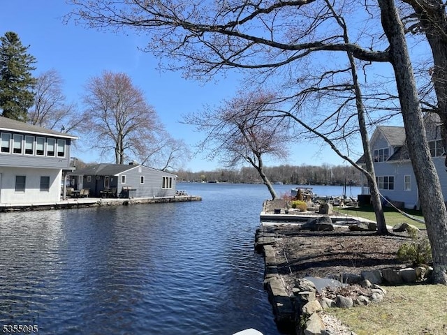 dock area featuring a water view