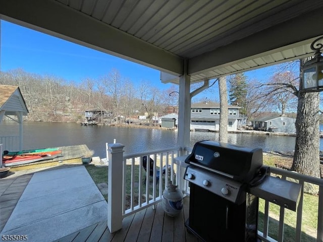 view of dock featuring a water view