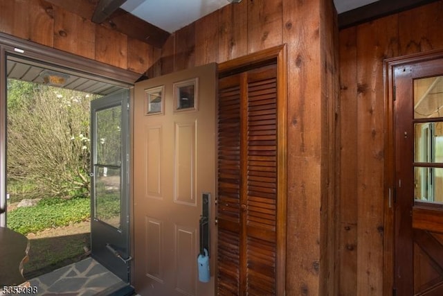 22 Pine Hill Rd, Delaware Twp, NJ 08559 - doorway with wooden walls