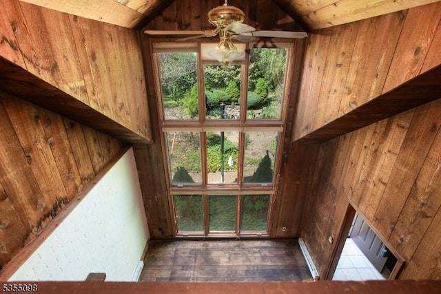 22 Pine Hill Rd, Delaware Twp, NJ 08559 - bonus room featuring vaulted ceiling, plenty of natural light, wooden walls, hardwood / wood-style flooring, and baseboards