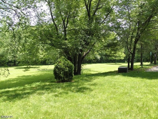 view of green lawn with central AC