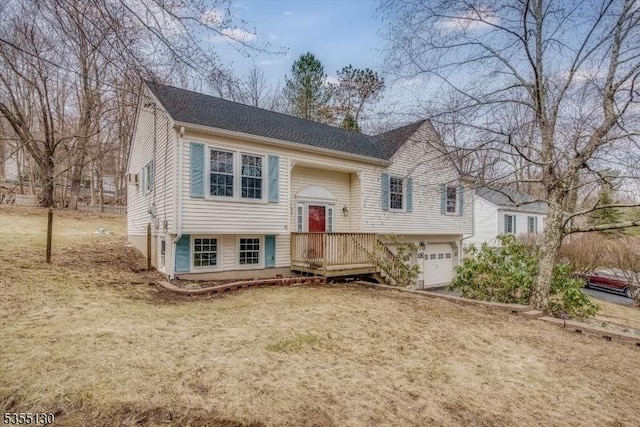 bi-level home with an attached garage