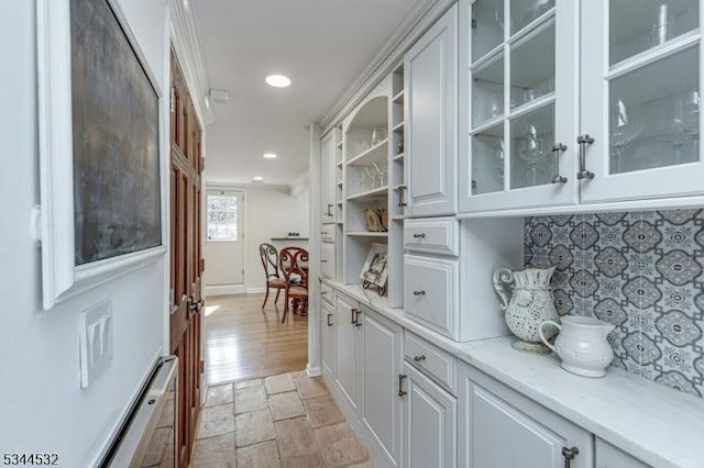 1251 Rahway Rd, Scotch Plains Twp, NJ 07076 - interior space with backsplash, recessed lighting, and stone finish flooring