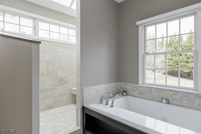 1251 Rahway Rd, Scotch Plains Twp, NJ 07076 - bathroom with a walk in shower and a garden tub