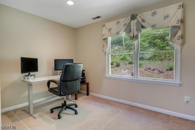 63 Twin Oaks Rd, Bridgewater Twp, NJ 08807 - carpeted office space with visible vents, baseboards, and recessed lighting