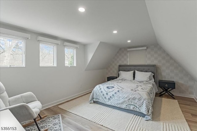 36 Island Trl, Sparta Twp, NJ 07871 - bedroom with baseboards, wood finished floors, and vaulted ceiling