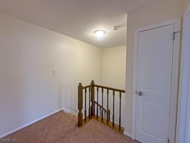 stairs with baseboards and carpet