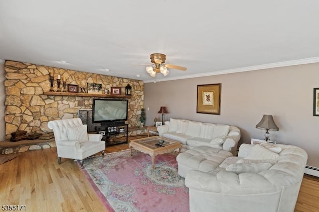 581 Montgomery Rd, Hillsborough Twp, NJ 08844 - living area with ornamental molding, ceiling fan, and wood finished floors