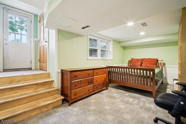 bedroom featuring carpet