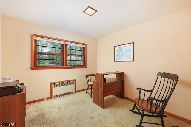 interior space with baseboards and radiator heating unit