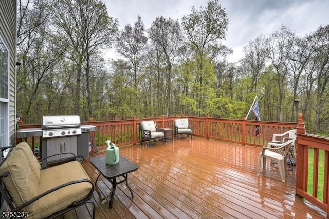 deck featuring area for grilling