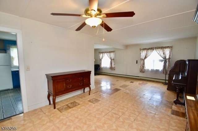 5634 Berkshire Valley Rd, Jefferson Twp, NJ 07438 - interior space featuring baseboards, a baseboard radiator, and ceiling fan